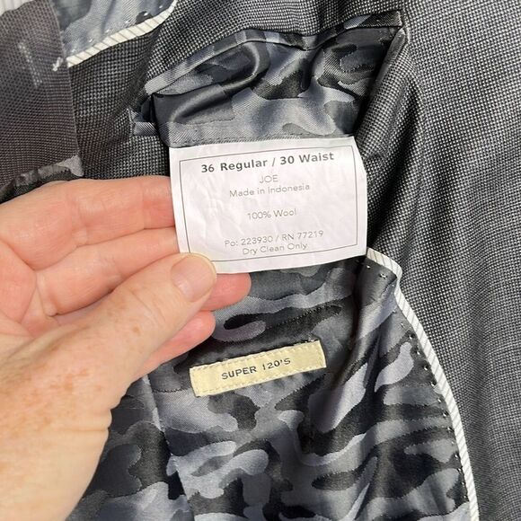 JOE Joseph Abboud 36R/30 Blazer Jacket Wool Coat Slim Fit Grey/Black Plaid Camo - Picture 11 of 15